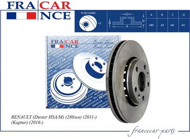 Francecar FCR210380 - Əyləc Diski furqanavto.az