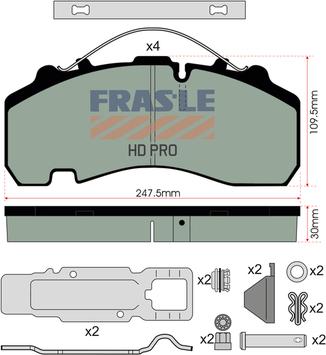 FRAS-LE PD/141-K021-HD - Əyləc altlığı dəsti, əyləc diski furqanavto.az