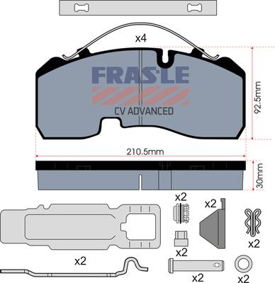 FRAS-LE PD/142-K023-CV - Əyləc altlığı dəsti, əyləc diski furqanavto.az