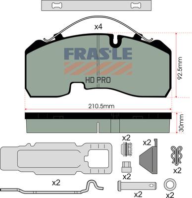 FRAS-LE PD/142-K023-HD - Əyləc altlığı dəsti, əyləc diski furqanavto.az