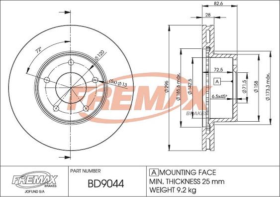 FREMAX BD-9044 - Əyləc Diski furqanavto.az