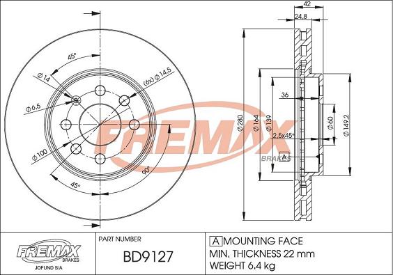 FREMAX BD-9127 - Əyləc Diski furqanavto.az