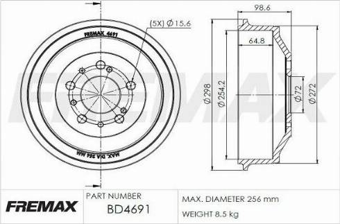 FREMAX BD-4691 - Əyləc barabanı furqanavto.az