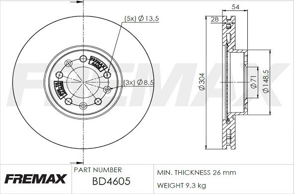 FREMAX BD-4605 - Əyləc Diski furqanavto.az