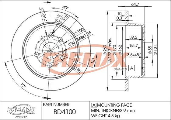 FREMAX BD-4100 - Əyləc Diski furqanavto.az