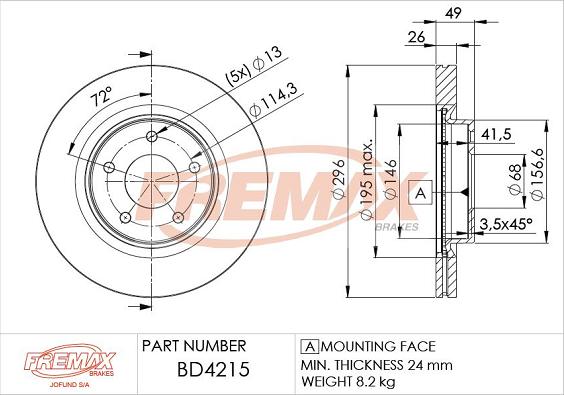 FREMAX BD-4215 - Əyləc Diski furqanavto.az