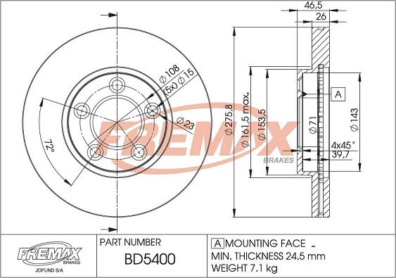 FREMAX BD-5400 - Əyləc Diski furqanavto.az