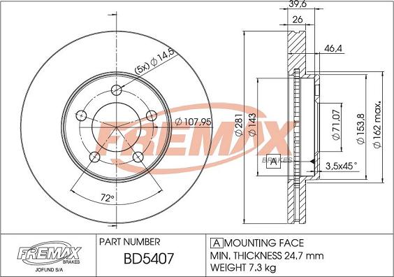 FREMAX BD-5407 - Əyləc Diski furqanavto.az