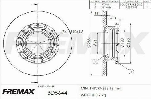 FREMAX BD-5644-KT - Əyləc Diski furqanavto.az