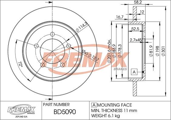 FREMAX BD-5090 - Əyləc Diski furqanavto.az