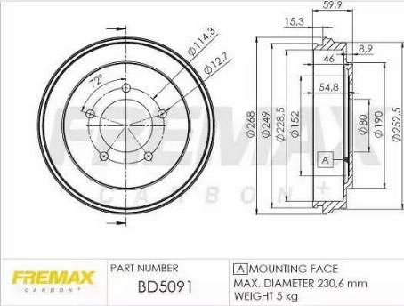 FREMAX BD-5091 - Əyləc barabanı www.furqanavto.az