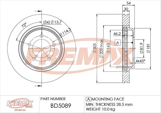 FREMAX BD-5089 - Əyləc Diski furqanavto.az