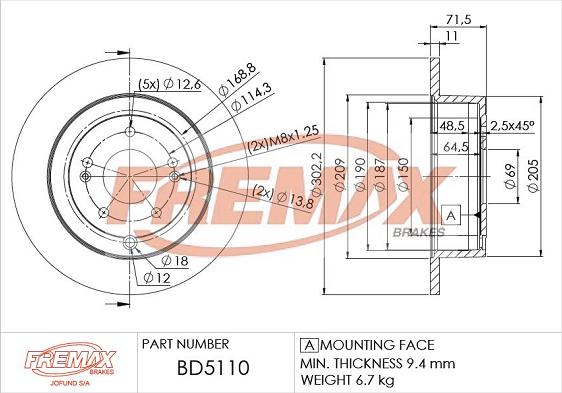 FREMAX BD-5110 - Əyləc Diski furqanavto.az