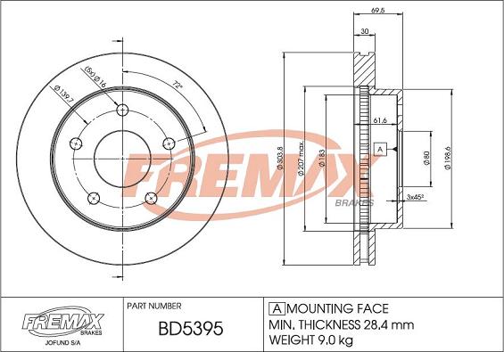 FREMAX BD-5395 - Əyləc Diski furqanavto.az