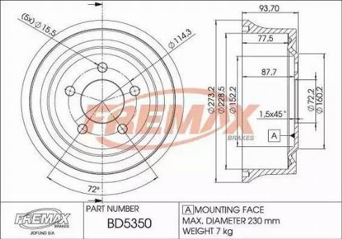 FREMAX BD-5350 - Əyləc barabanı furqanavto.az