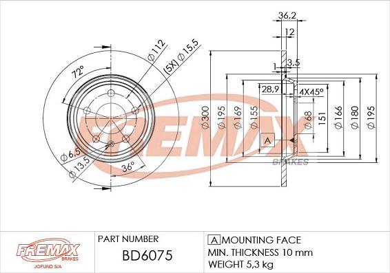 FREMAX BD-6075 - Əyləc Diski furqanavto.az