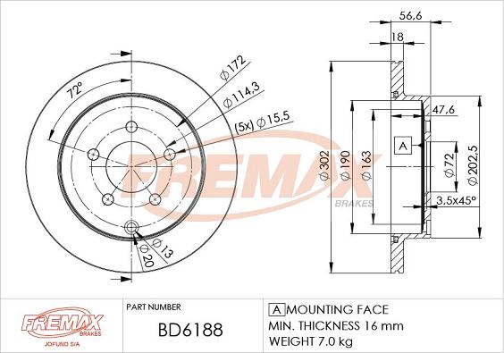 FREMAX BD-6188 - Əyləc Diski furqanavto.az