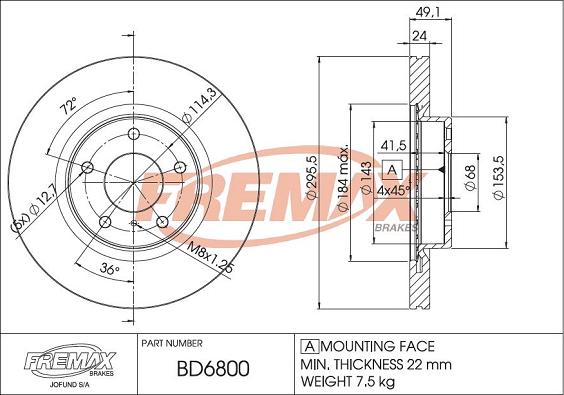 FREMAX BD-6800 - Əyləc Diski furqanavto.az