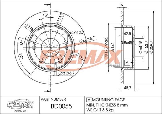 FREMAX BD-0055 - Əyləc Diski furqanavto.az