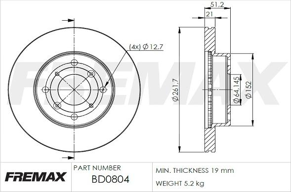 FREMAX BD-0804 - Əyləc Diski furqanavto.az