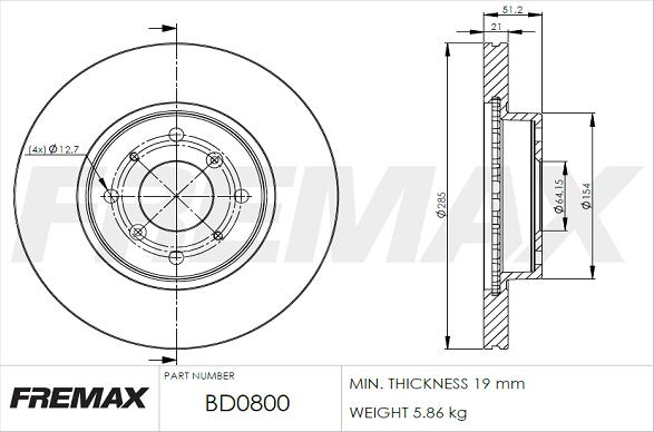 FREMAX BD-0800 - Əyləc Diski furqanavto.az