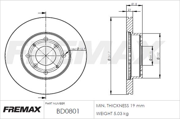 FREMAX BD-0801 - Əyləc Diski furqanavto.az