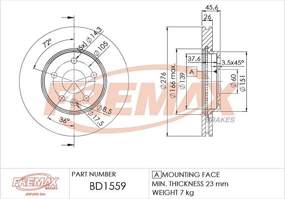 FREMAX BD-1559 - Əyləc Diski furqanavto.az