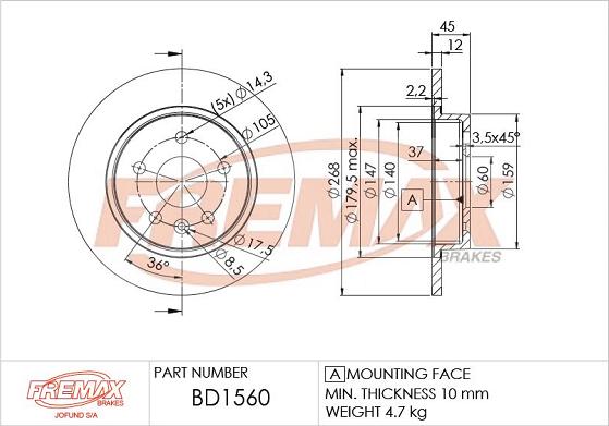 FREMAX BD-1560 - Əyləc Diski furqanavto.az