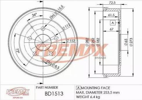 FREMAX BD-1513 - Əyləc barabanı furqanavto.az