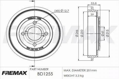 FREMAX BD-1255 - Əyləc barabanı furqanavto.az