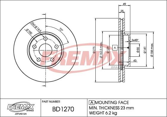 FREMAX BD-1270 - Əyləc Diski furqanavto.az