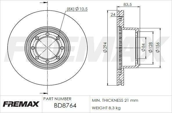 FREMAX BD-8764 - Əyləc Diski furqanavto.az