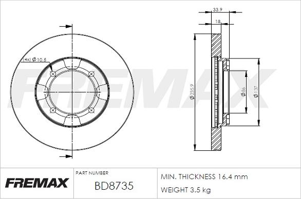 FREMAX BD-8735 - Əyləc Diski furqanavto.az