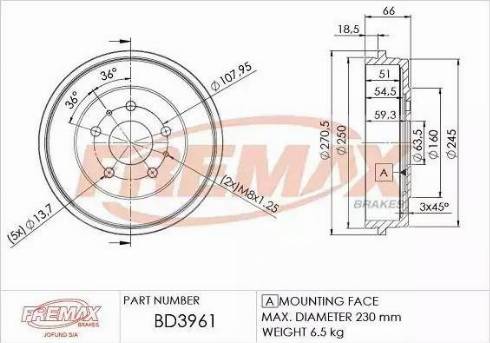 FREMAX BD-3961 - Əyləc barabanı furqanavto.az