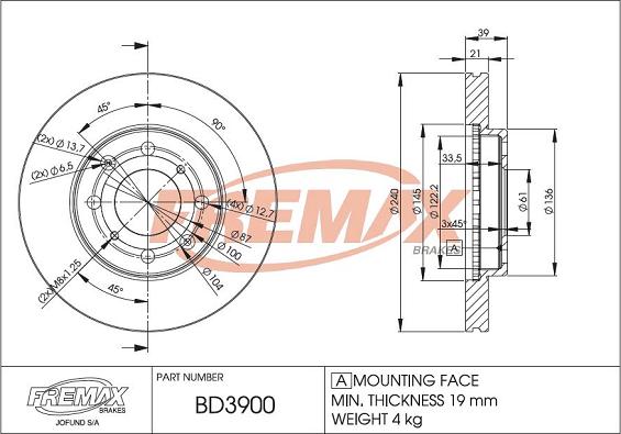 FREMAX BD-3900 - Əyləc Diski furqanavto.az