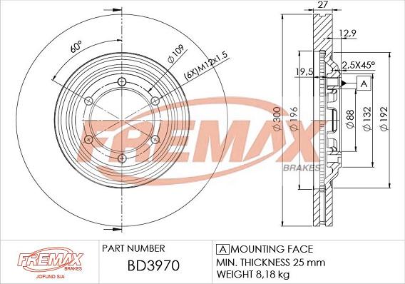 FREMAX BD-3970 - Əyləc Diski furqanavto.az