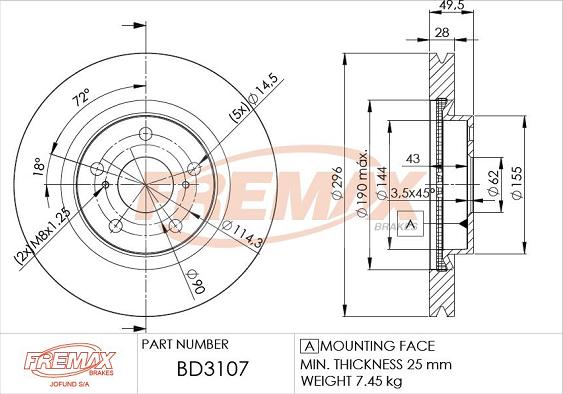 FREMAX BD-3107 - Əyləc Diski furqanavto.az