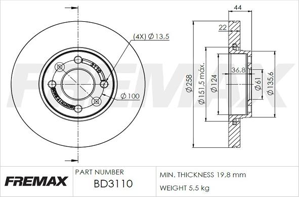 FREMAX BD-3110 - Əyləc Diski furqanavto.az