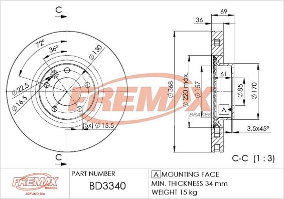 FREMAX BD-3340 - Əyləc Diski furqanavto.az