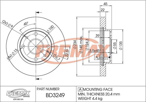 FREMAX BD-3249 - Əyləc Diski furqanavto.az