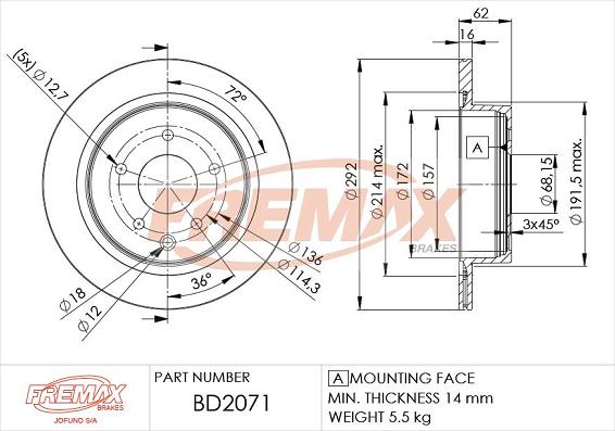 FREMAX BD-2071 - Əyləc Diski furqanavto.az