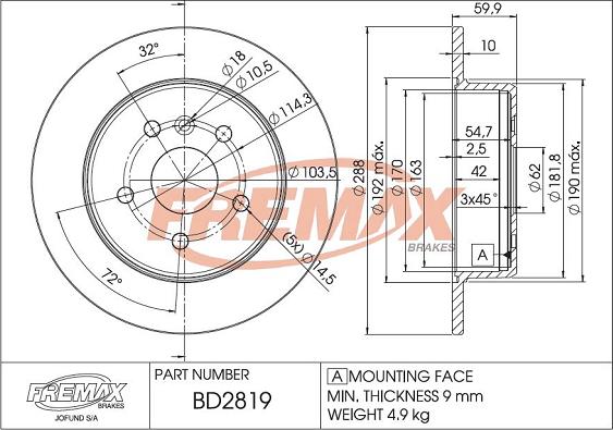 FREMAX BD-2819 - Əyləc Diski furqanavto.az