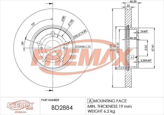 FREMAX BD-2884 - Əyləc Diski furqanavto.az