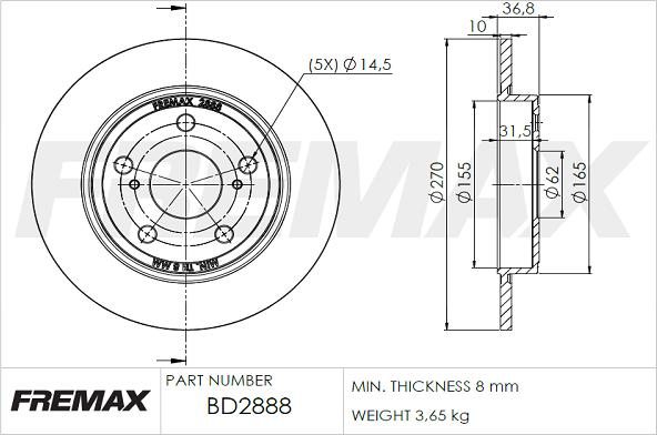 FREMAX BD-2888 - Əyləc Diski furqanavto.az