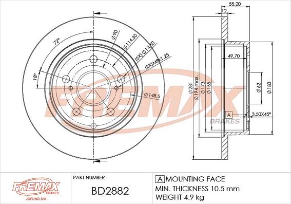 FREMAX BD-2882 - Əyləc Diski furqanavto.az