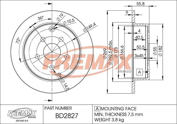 FREMAX BD-2827 - Əyləc Diski furqanavto.az