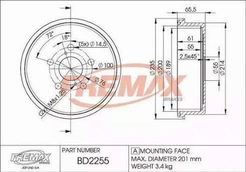 FREMAX BD-2255 - Əyləc barabanı furqanavto.az