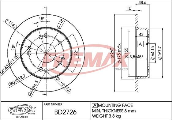 FREMAX BD-2726 - Əyləc Diski furqanavto.az