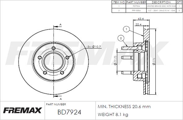 FREMAX BD-7924 - Əyləc Diski furqanavto.az