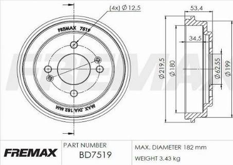 FREMAX BD-7519 - Əyləc barabanı furqanavto.az